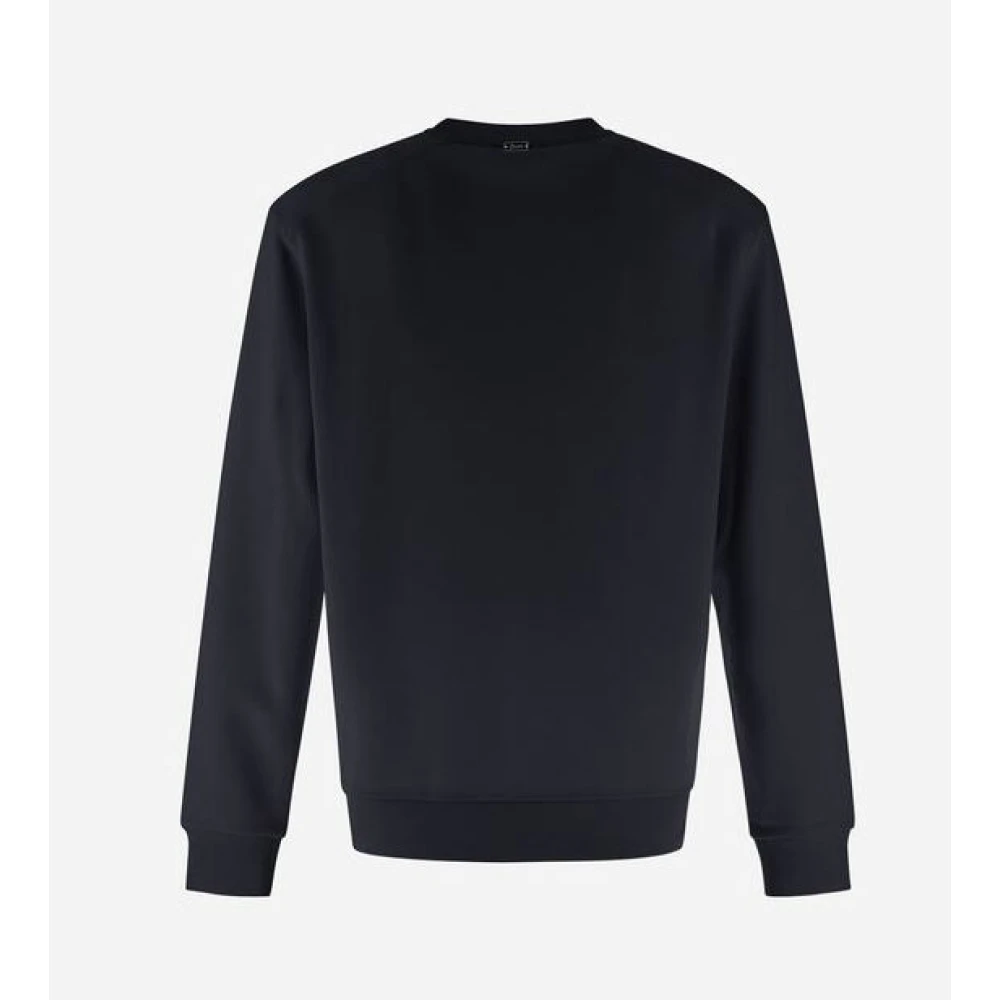 Herno Blauwe Crew Neck Sweater met Zak Blue Heren