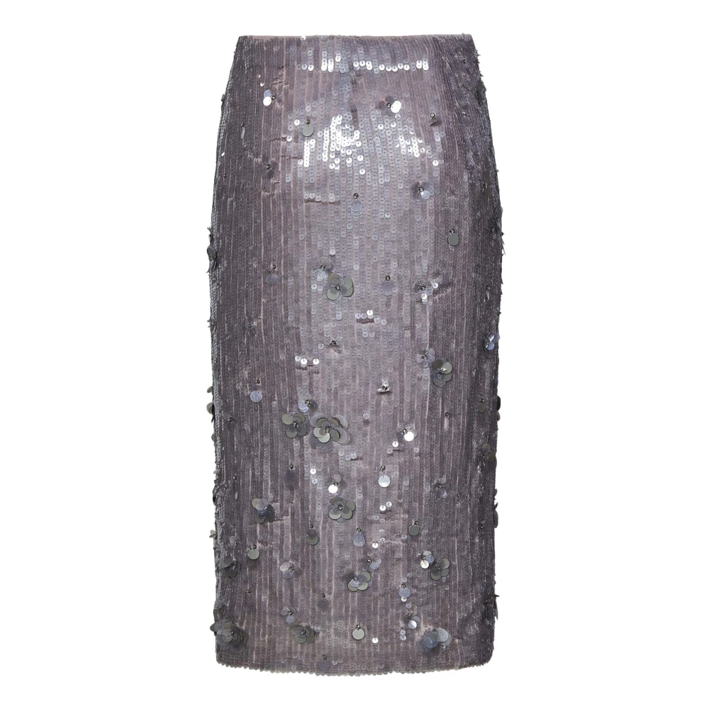 P.a.r.o.s.h. Grijze Midi Rok met Pailletten Borduurwerk Gray Dames