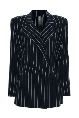 Blå Pinstripe Dubbelknäppt Jacka