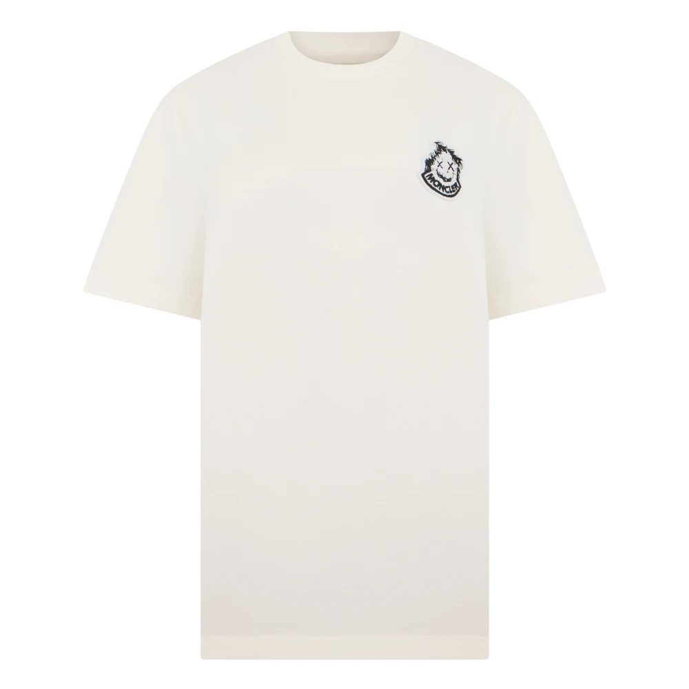 Moncler , T-Shirts, Male, Beige, M, Logo Cotton T-Shirt