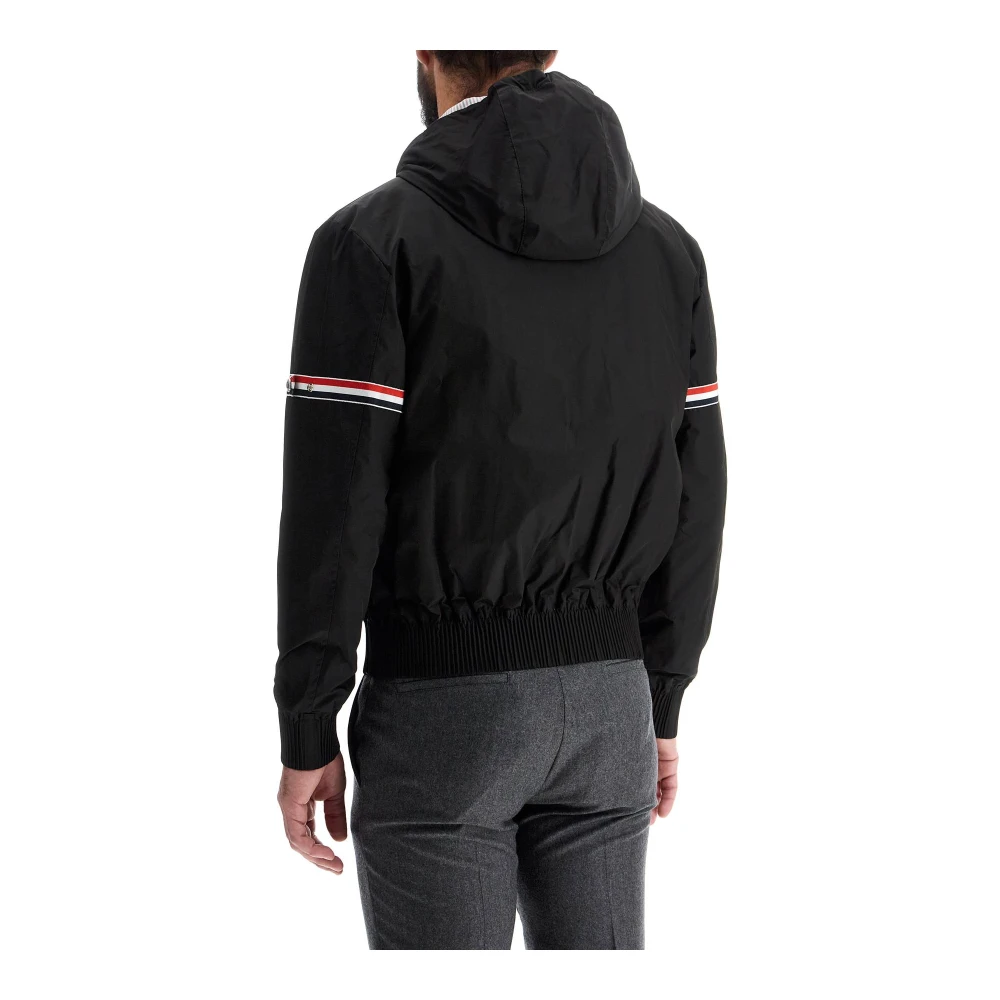 Thom Browne Windbreaker Jack met Tricolor Inzetstukken Black Heren
