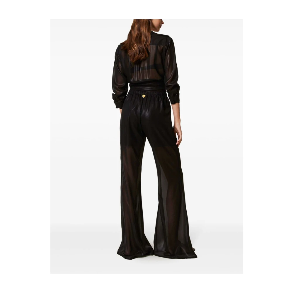 Twinset Zwarte broek met trekkoord in de taille Black Dames