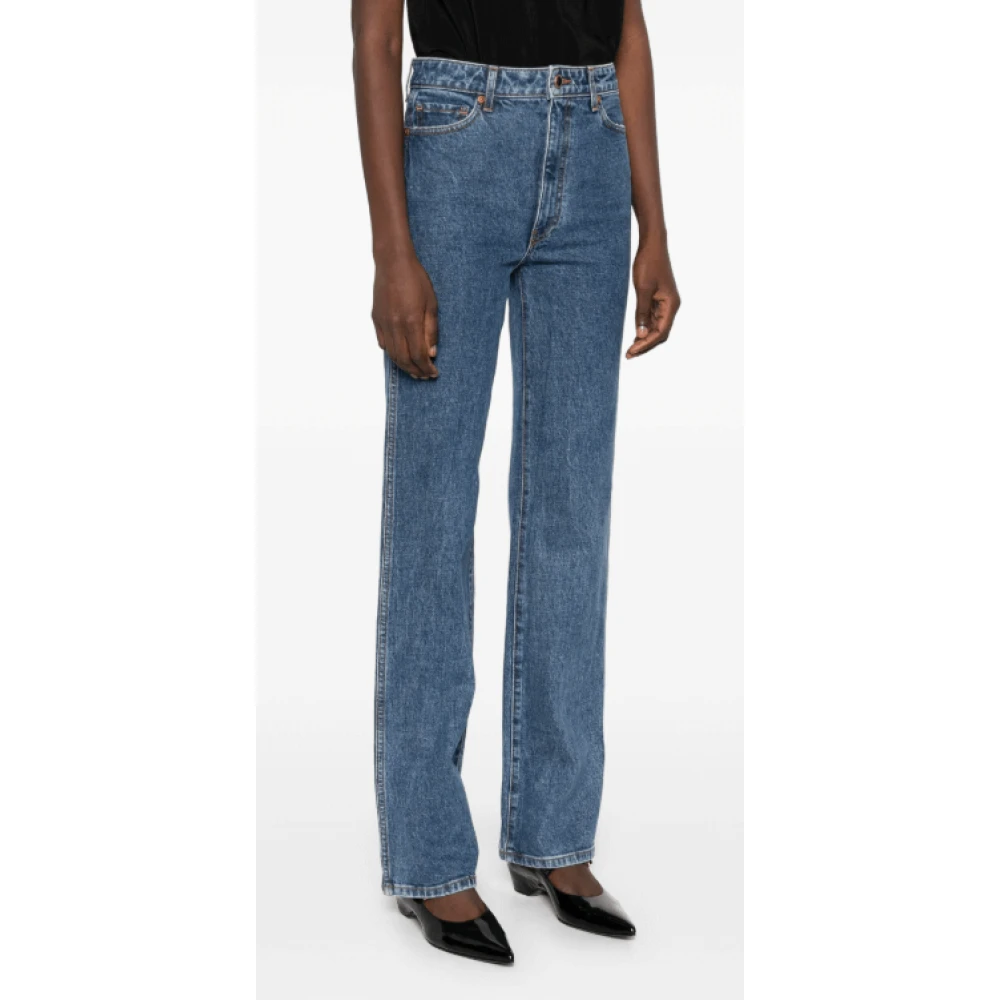 Khaite Indigo Blauwe Denim Jeans met Voorknoop Blue Dames