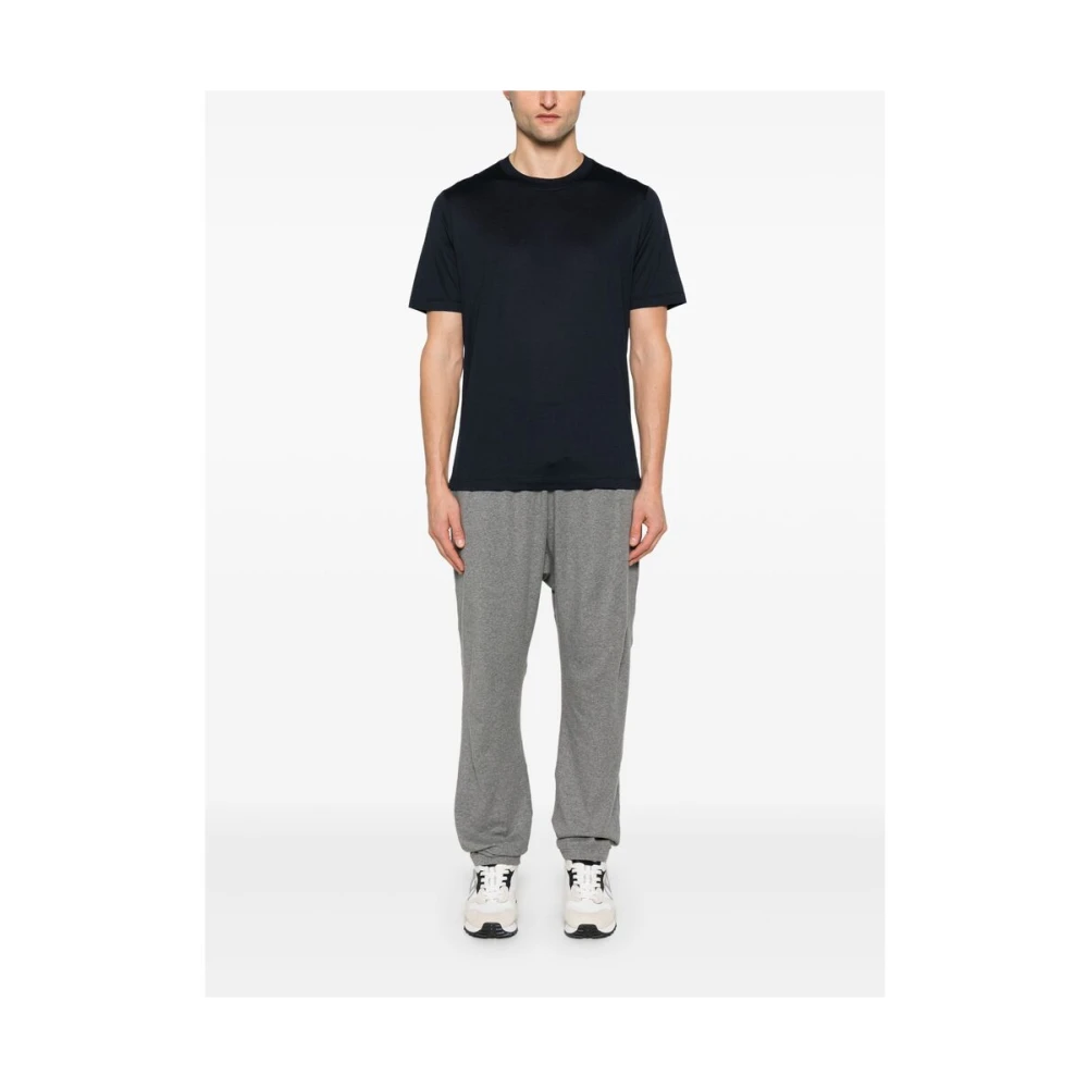 BRUNELLO CUCINELLI Navy Blue Korte Mouw T-shirt Blue Heren