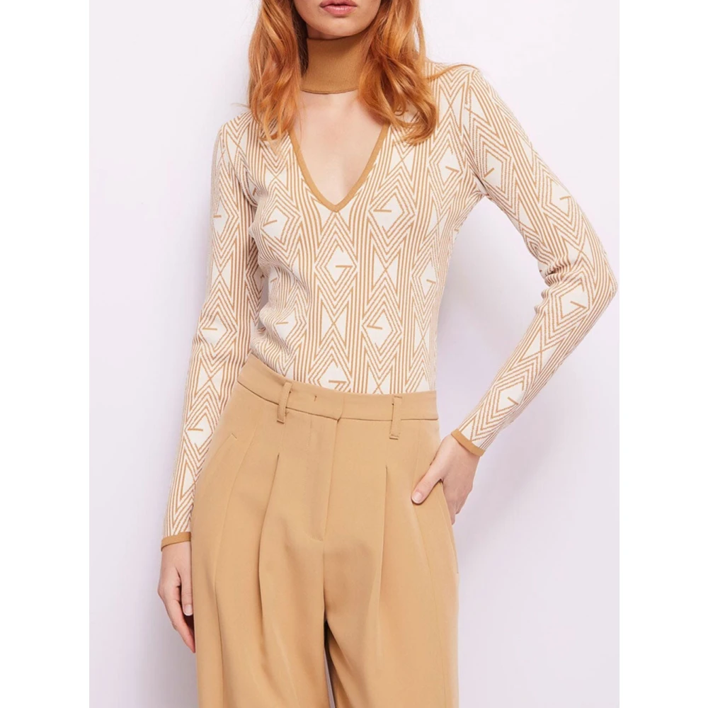 Gaudi Elegante Jacquard Trui voor Vrouwen Beige Dames