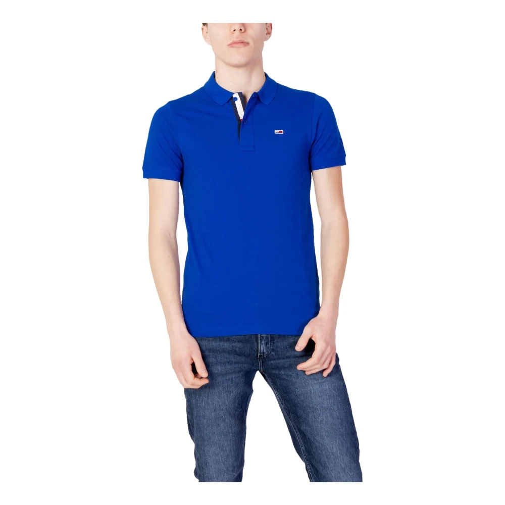 Tommy Jeans Men's Blue Polo Shirts, M, Plain Polo Shirt 100% Cotton