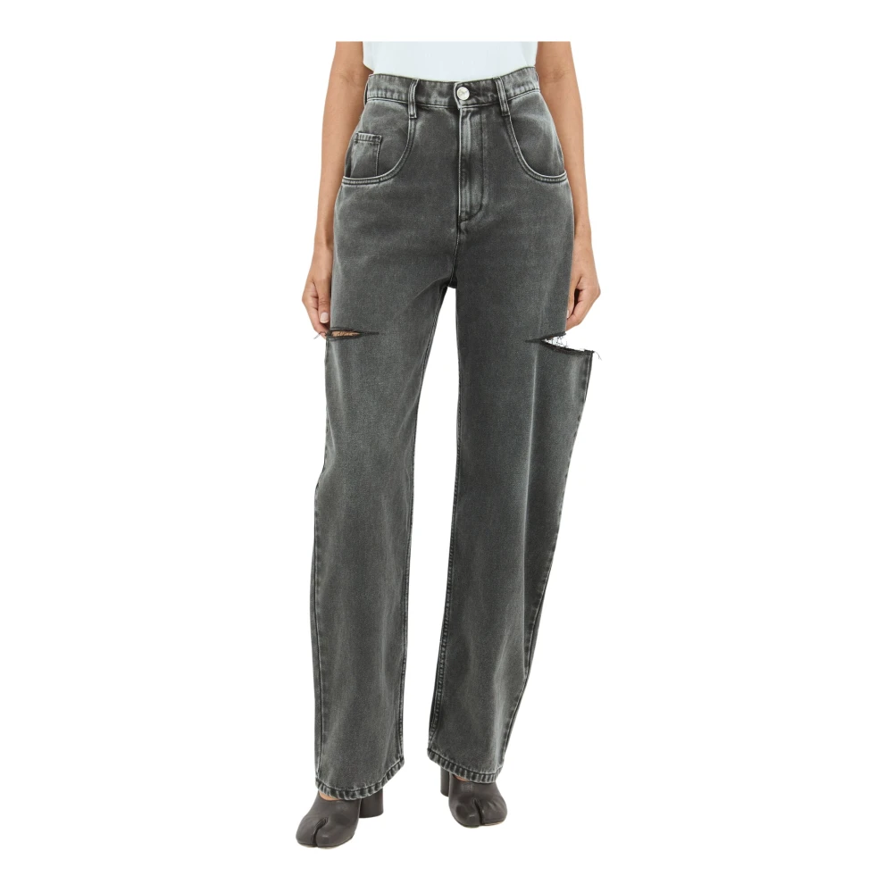 Maison Margiela Grijze Denim Jeans Uitsnijding Gray Dames