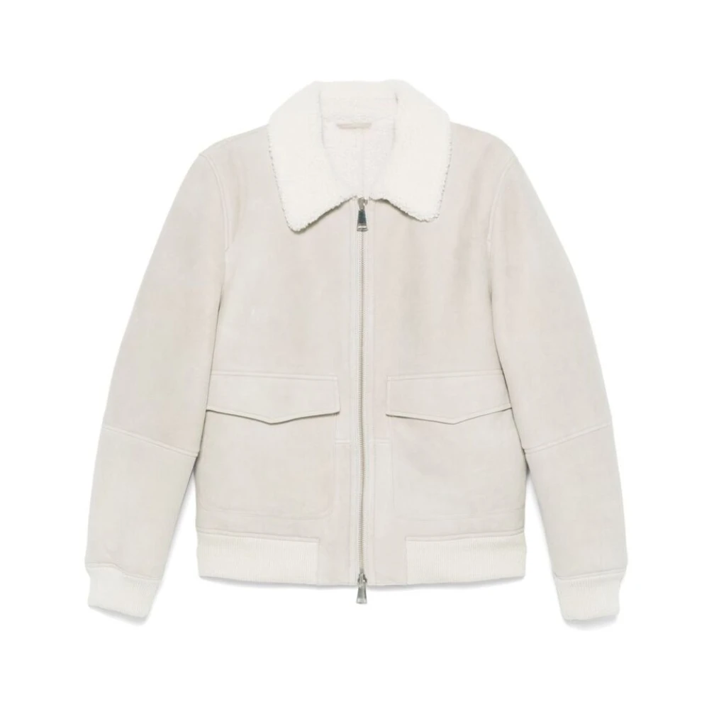 Dondup Shearling Leren Buitenkleding met Ritssluiting Gray Heren