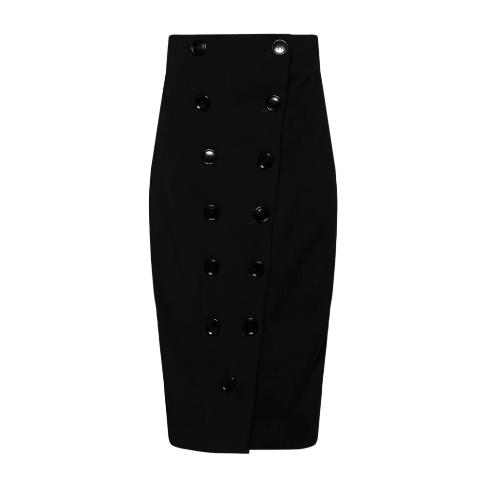 Alaïa Zwarte Stretch Wollen Pencil Rok Black Dames