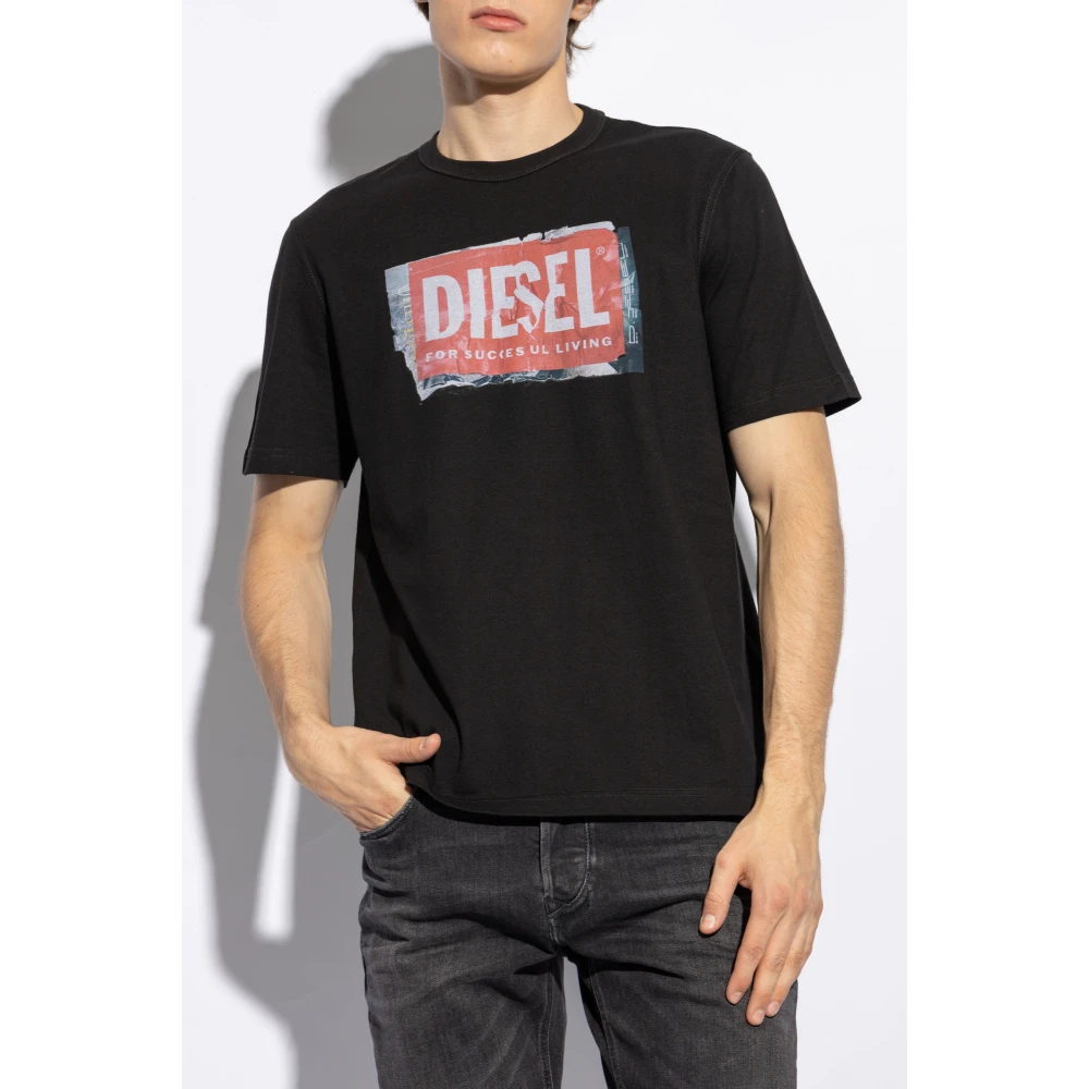 Diesel T-shirt met T-Adjust-Q6 logo Black Heren