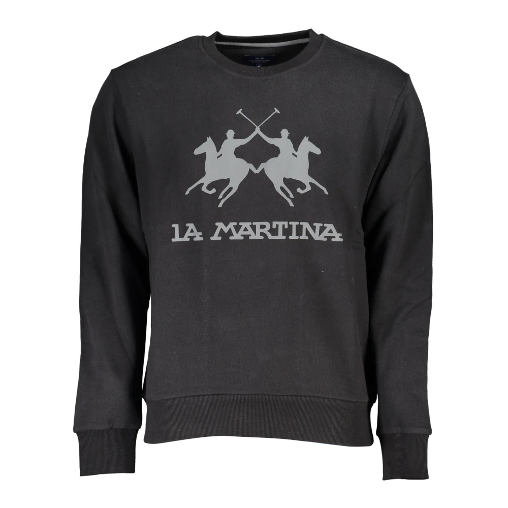 LA MARTINA Zwarte Sweatshirt met Lange Mouwen en Logo Print Black Heren