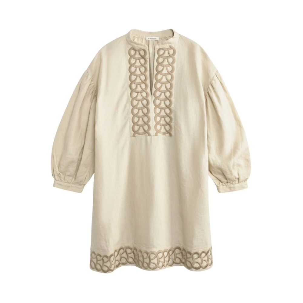 By Malene Birger Bohemian Linnen Jurk met Vintage Borduurwerk By Herenne Birger Beige Dames