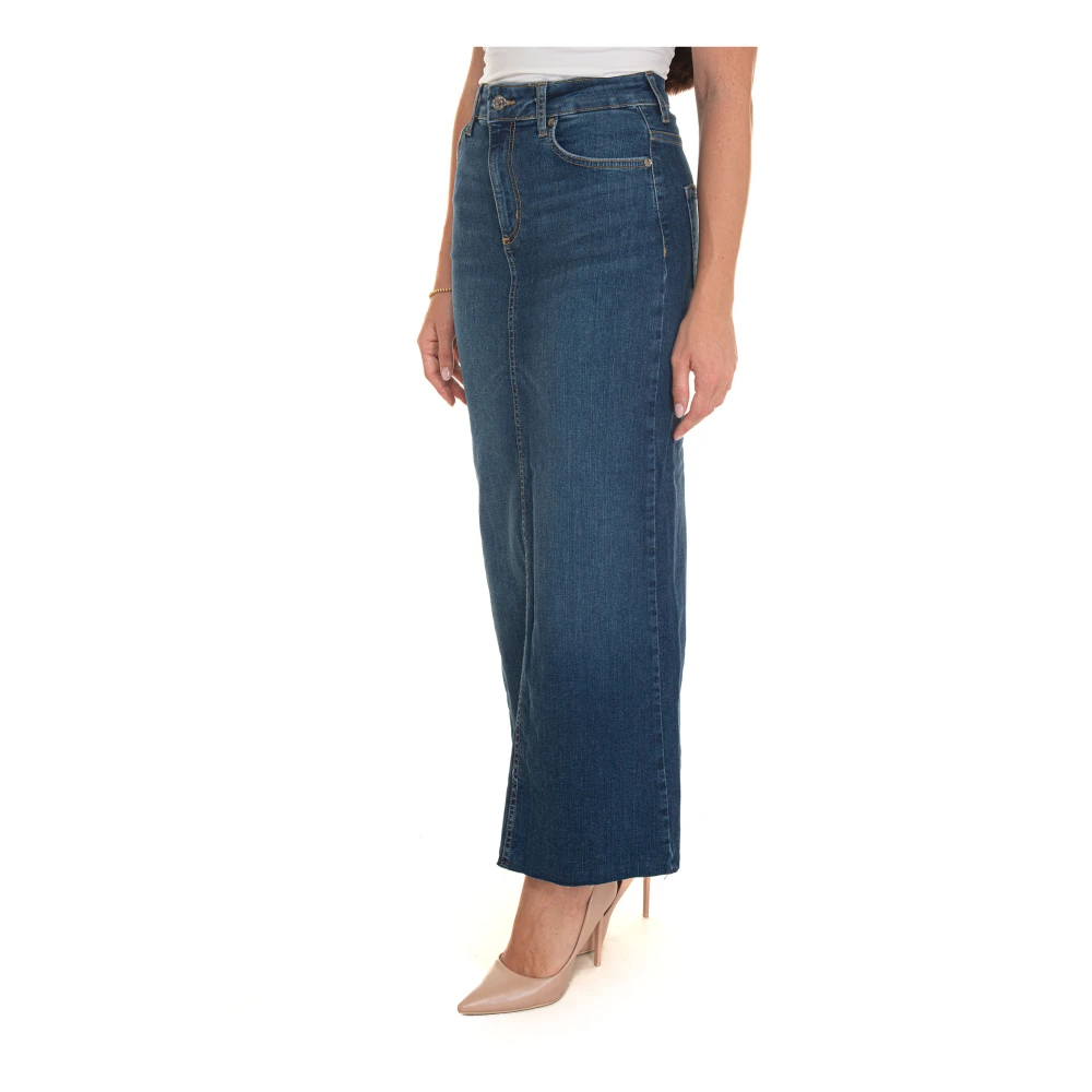 Liu Jo Hoge Taille Jeans Rok met Achtersplit Blue Dames