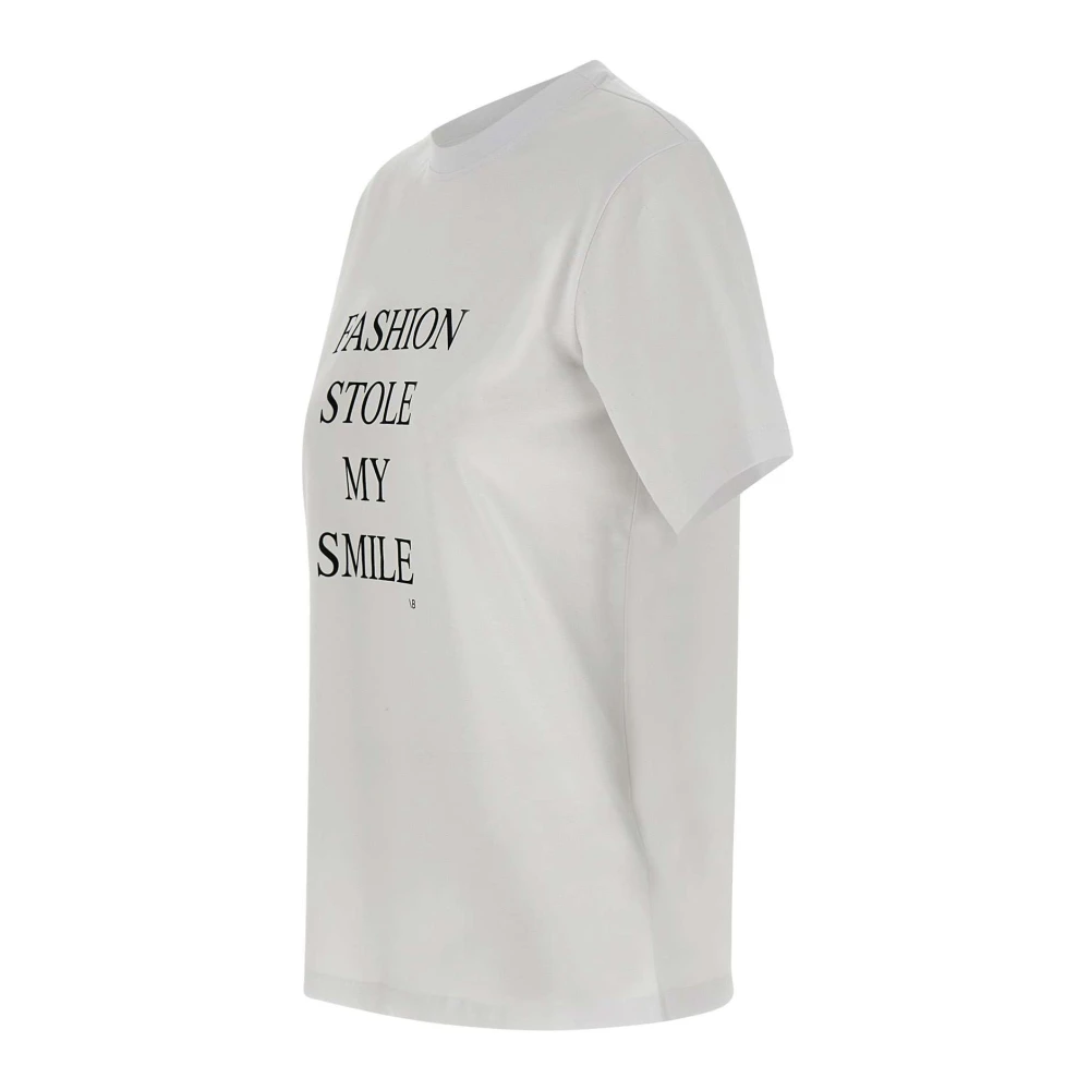 Victoria Beckham Wit Katoenen T-shirt met Logo White Dames