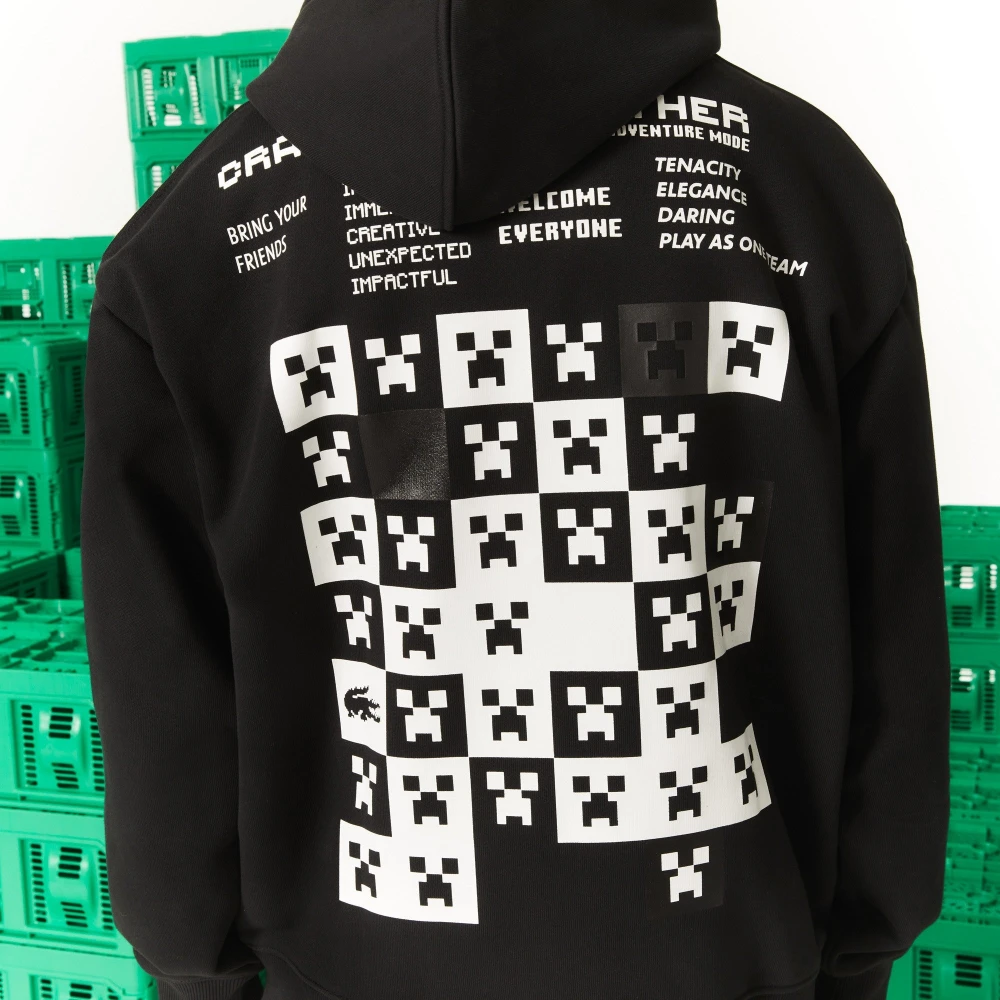 Lacoste Unisex hoodie met Minecraft ontwerp Zwart Heren