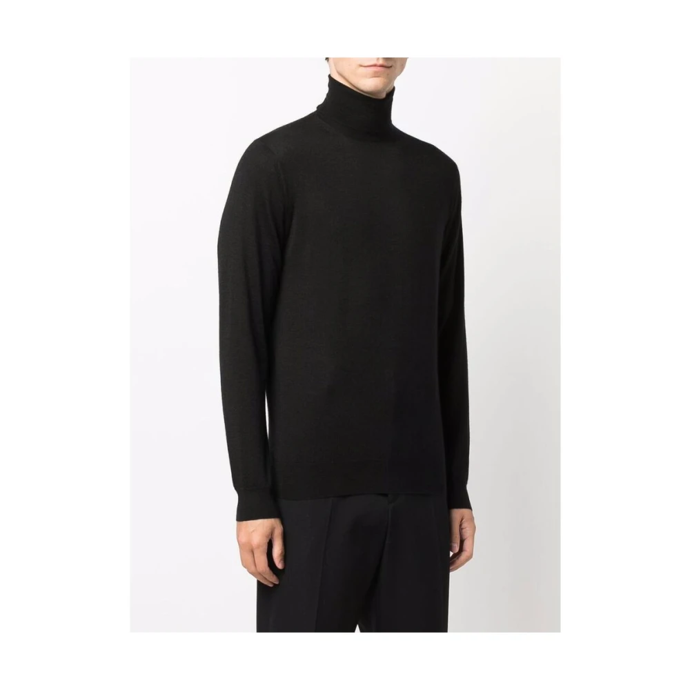 Mauro Ottaviani Zwarte Kasjmier-Zijde Roll-Neck Coltrui Black Heren