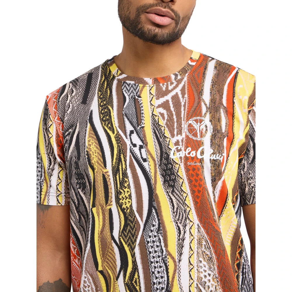 carlo colucci Heren T-Shirt met Opvallend Patroon Multicolor Heren