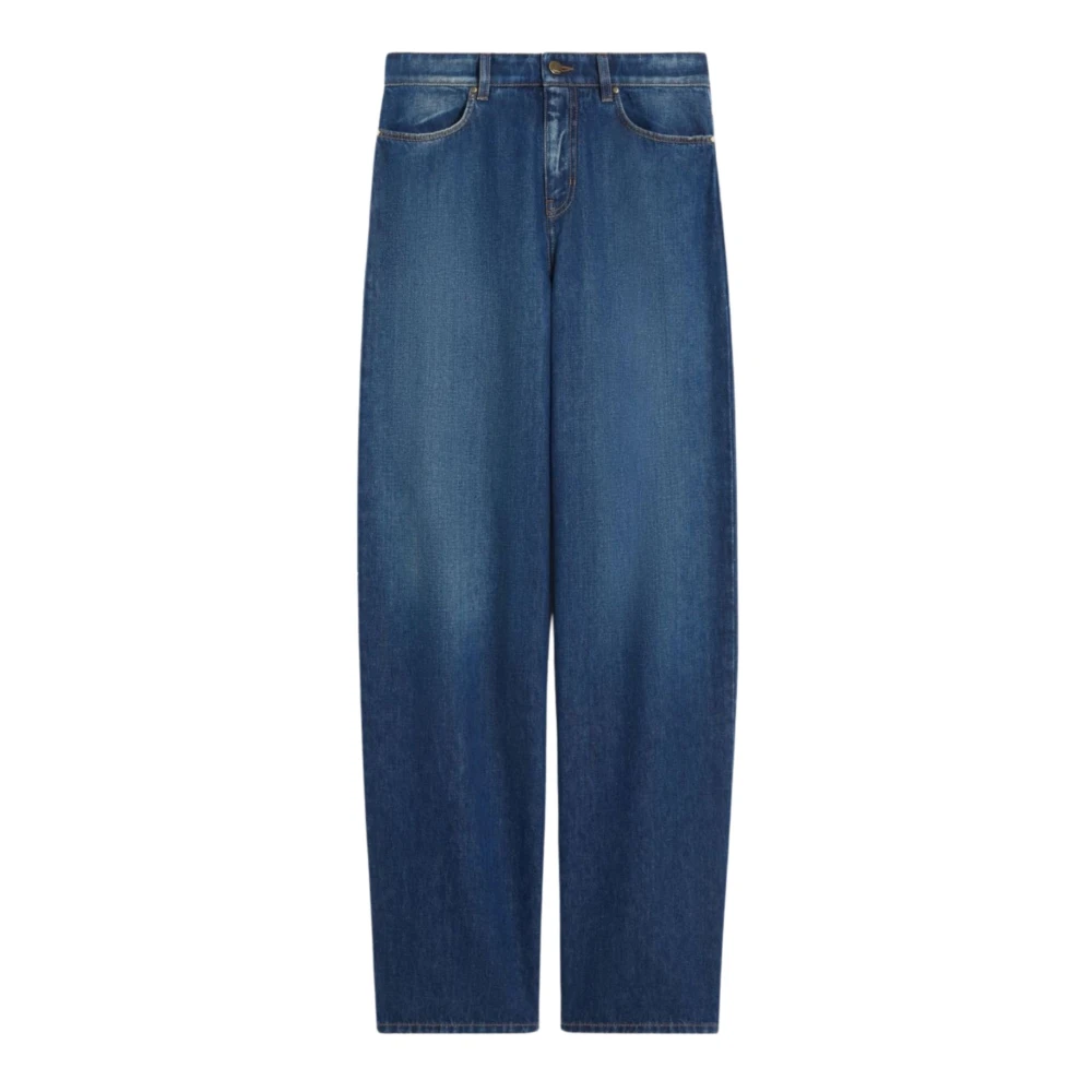 Max Mara Studio Women's Blue Loose Fit Jeans, L, Denim Baggy Jeans