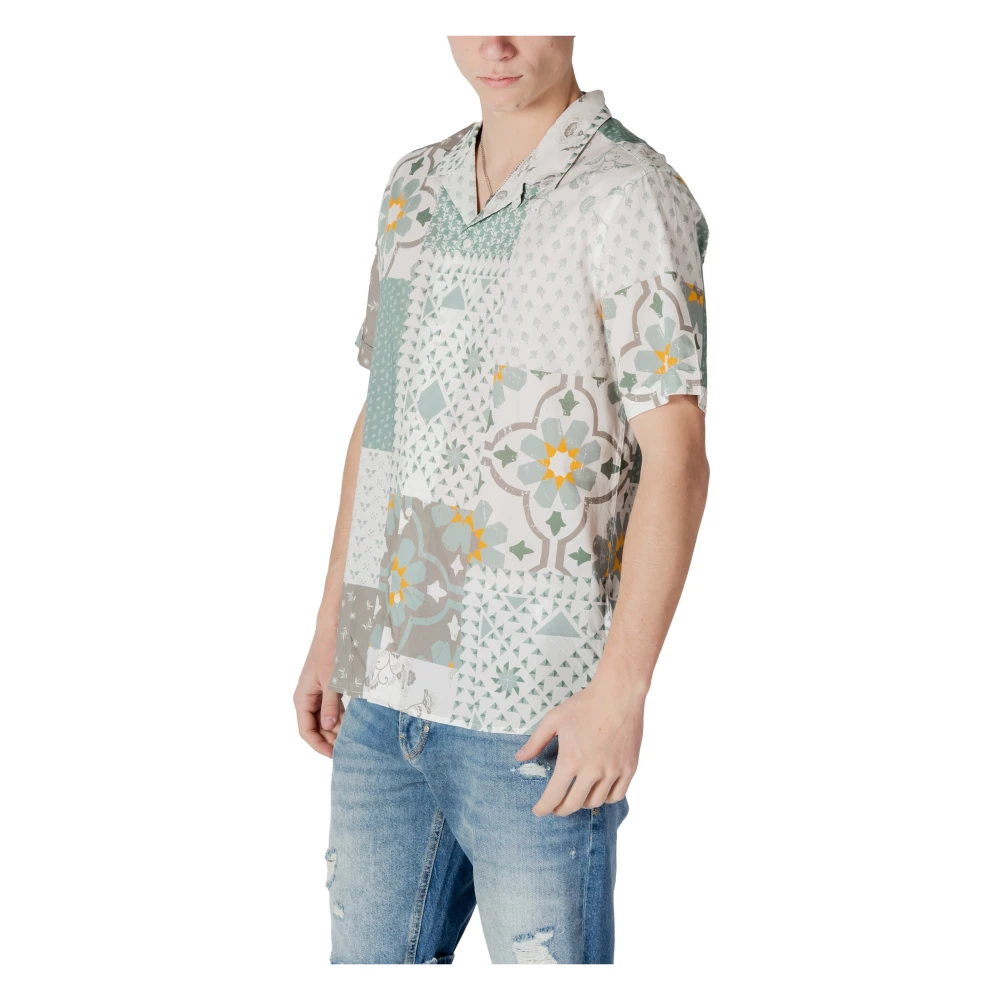 Antony Morato Groen Print Korte Mouw Overhemd Multicolor Heren