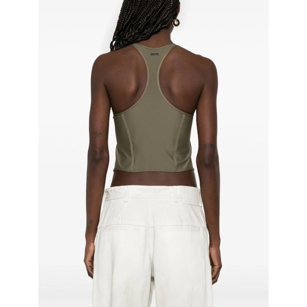 Mugler Khaki Olympische Halslijn Korset Top Green Dames