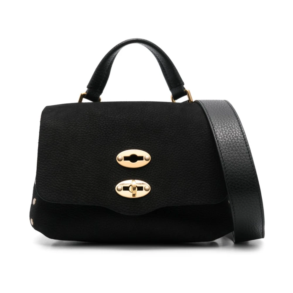 Zanellato Zwart Nubuck Leren Twist-Lock Tas Black Dames