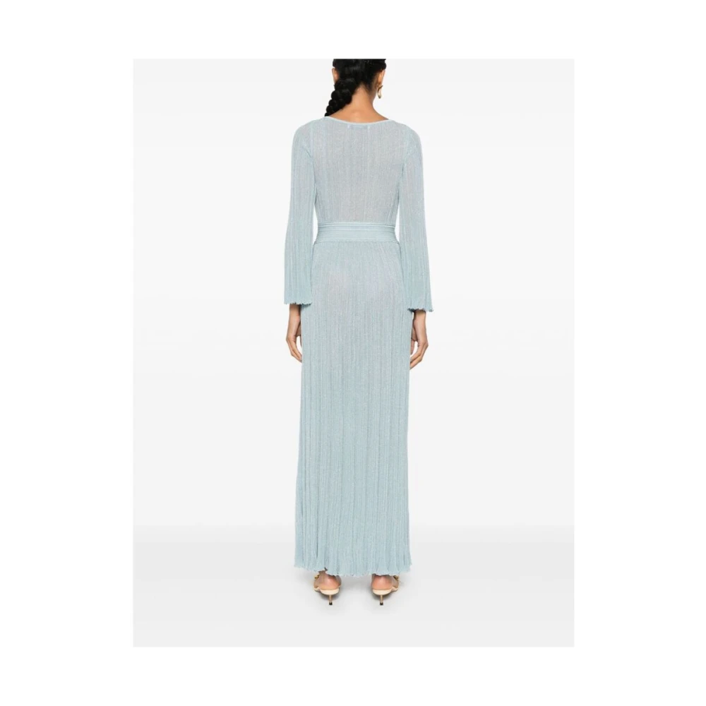 Antonino Valenti Blauwe Metallic Plissé Jurk met Lange Mouwen Blue Dames