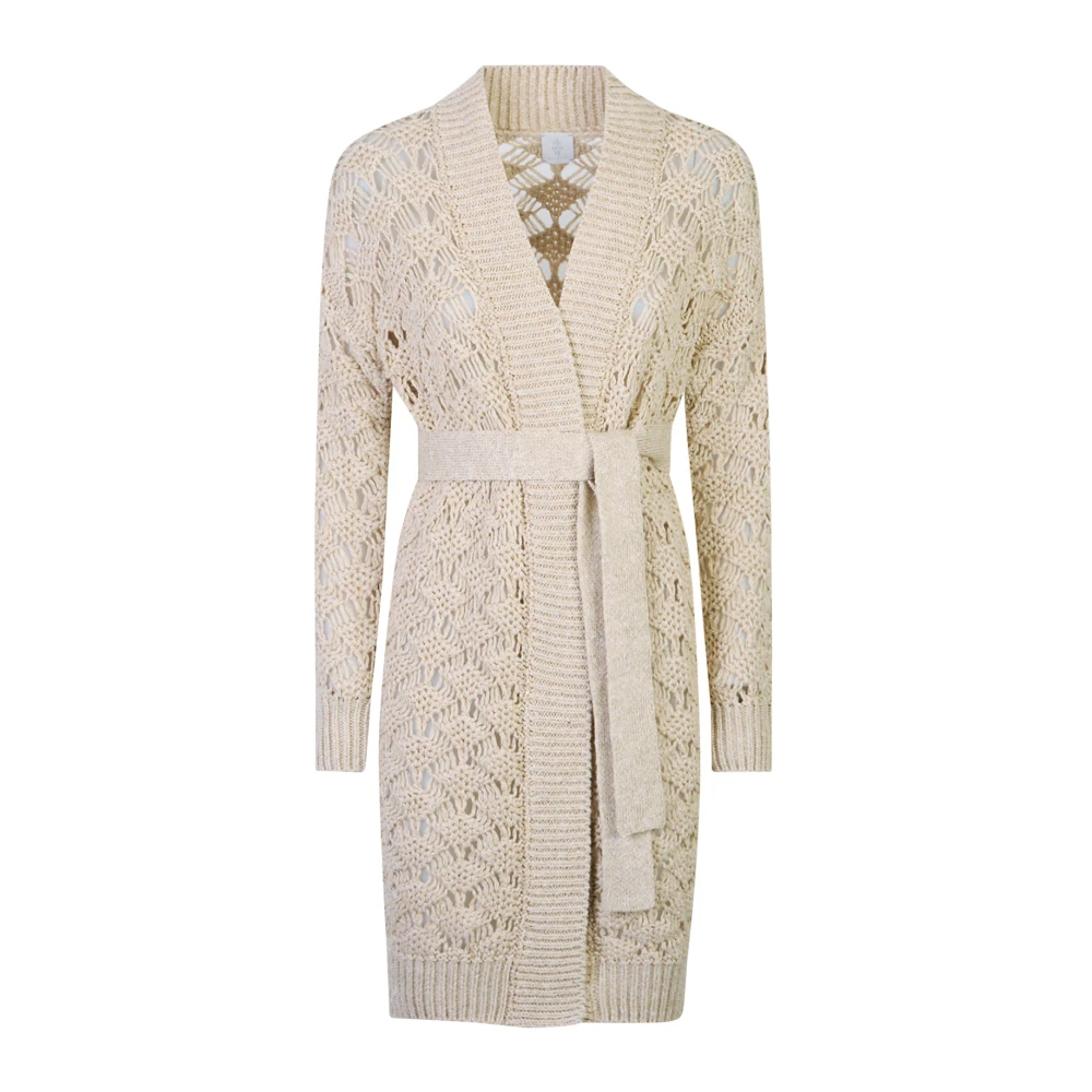 Eleventy Vrouw Beige Cardigan Maglia Con Cintura