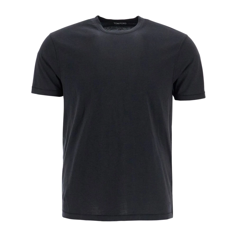 Tom Ford Zwarte Crew Neck Lyocell Katoen T-shirt Black Heren
