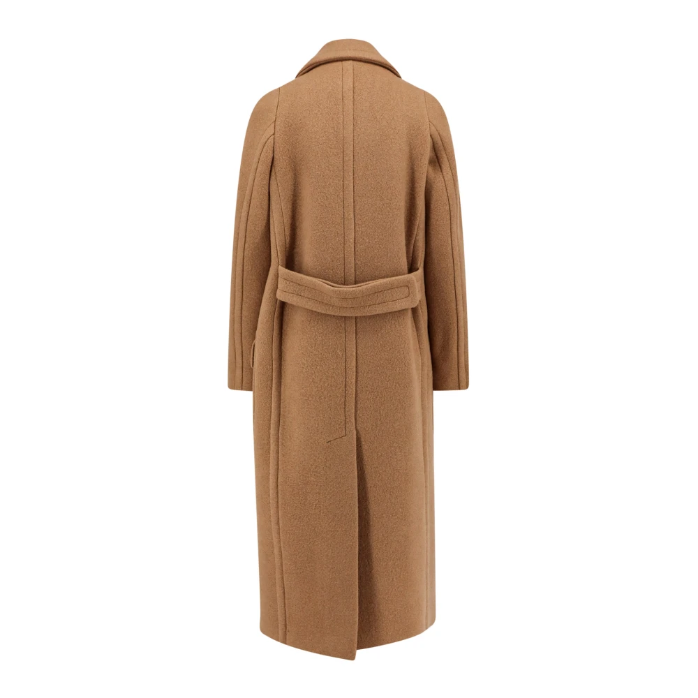 Dries Van Noten Wollen Double-Breasted Jas Beige Dames