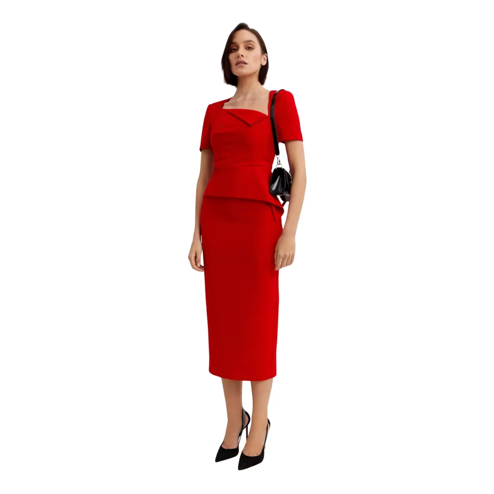 Roland Mouret Rode Jurk met Asymmetrische Halslijn Red Dames