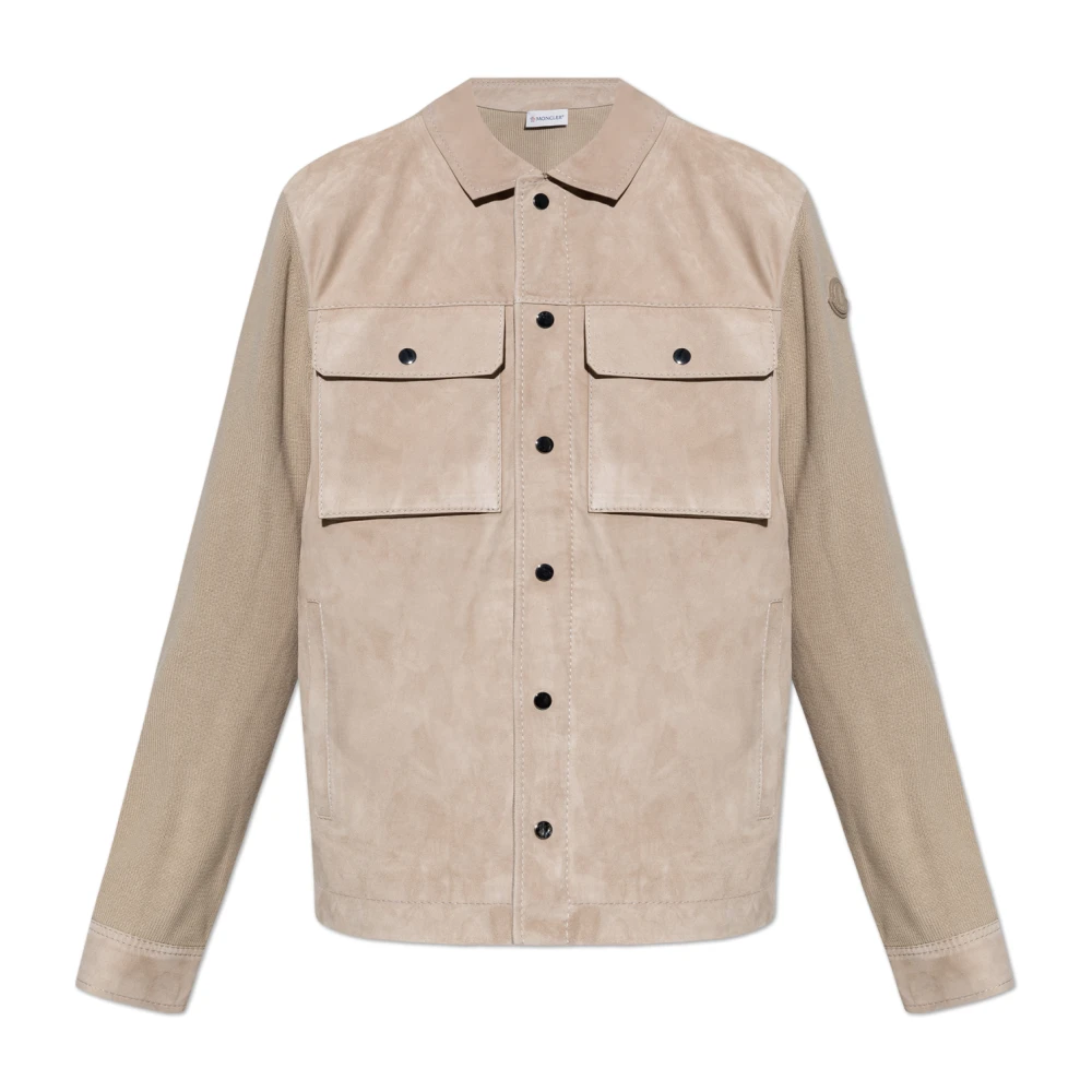 Moncler Cardigan met suède voorkant Beige Heren