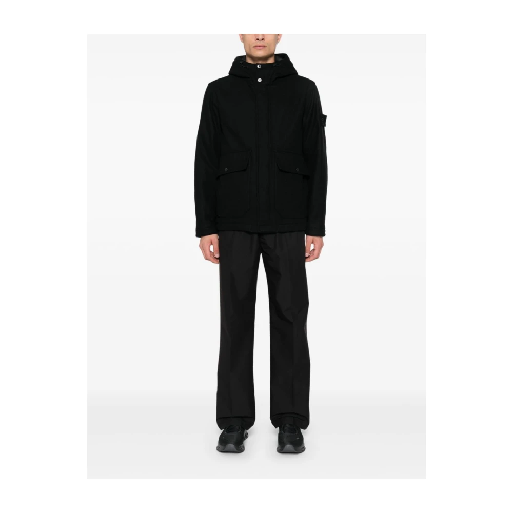 Stone Island Sportieve Zwarte Hoodie Jas Black Heren