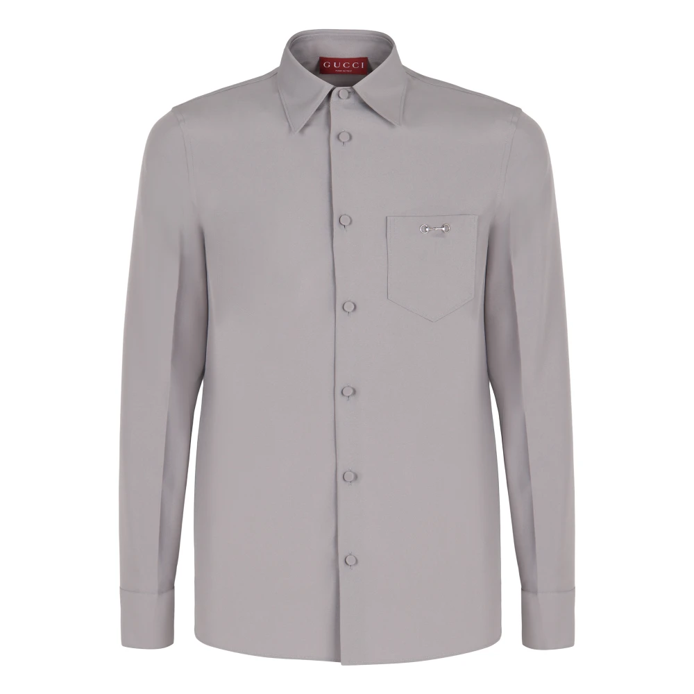 Gucci Gray Casual Shirts, Male, S, Technical Panama Shirt With Clamp