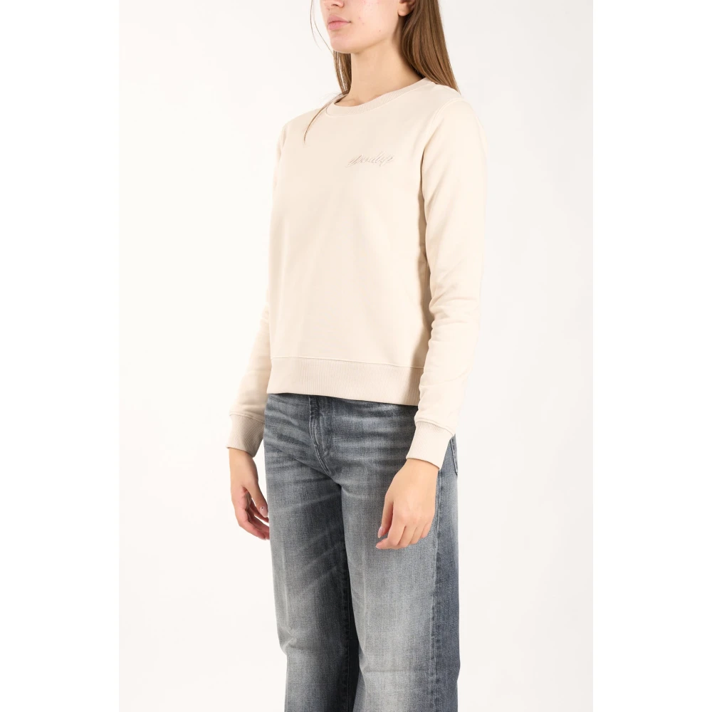 Dondup Geborduurde logo crewneck sweatshirt in katoen Beige Dames