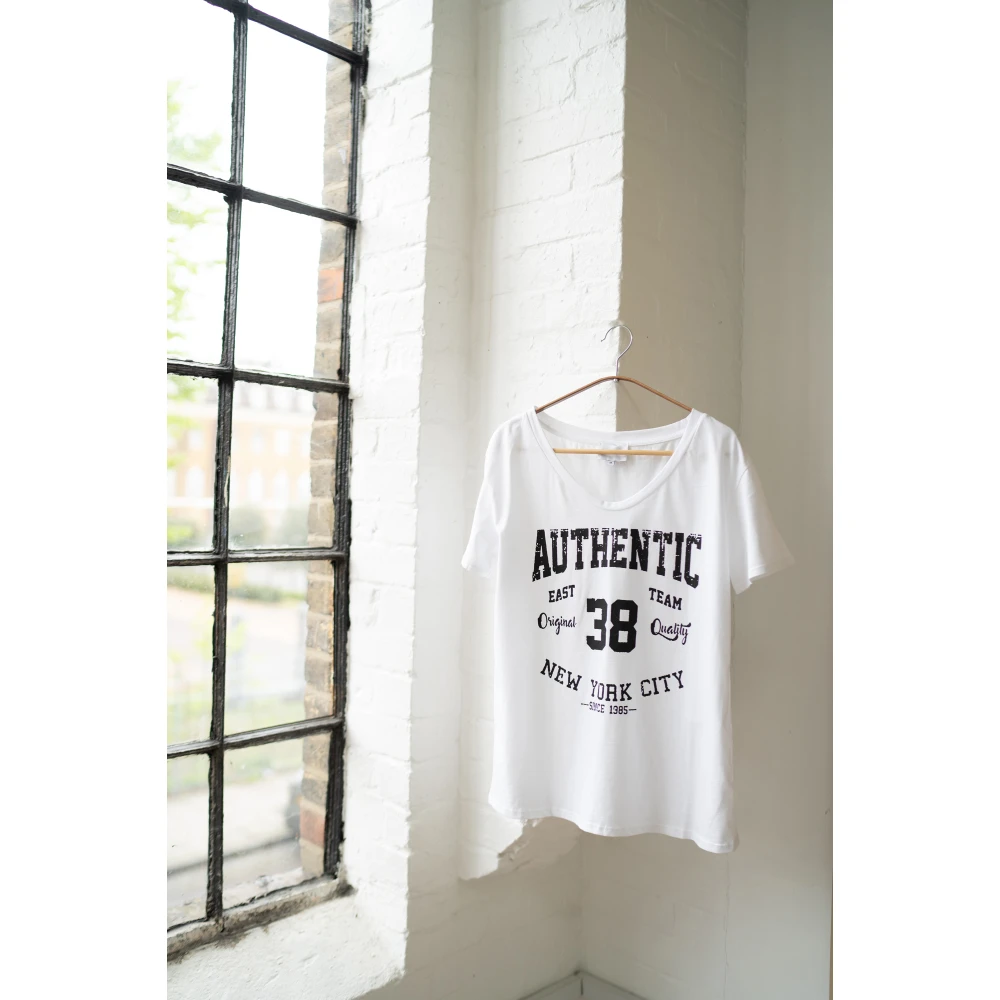 American Dreams Authentieke katoenen T-shirt met grafische print White Dames