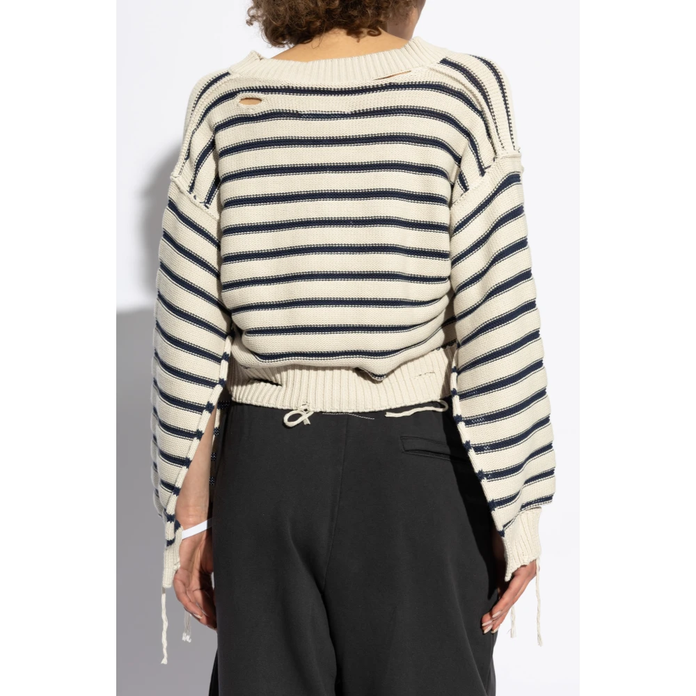 MM6 Maison Margiela Vintage Effect Cardigan Gray Dames
