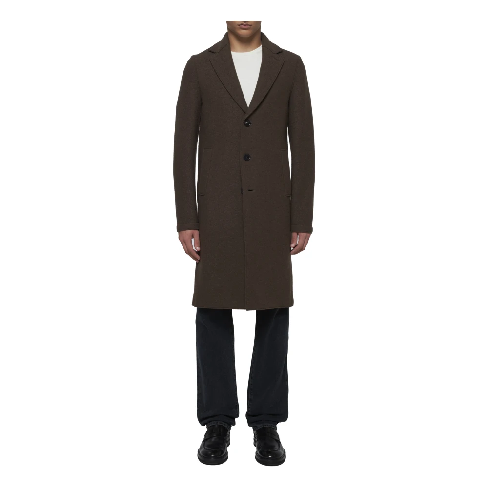 Harris Wharf London Teddy Brown Virgin Wool Single-Breasted Coat Brown Heren