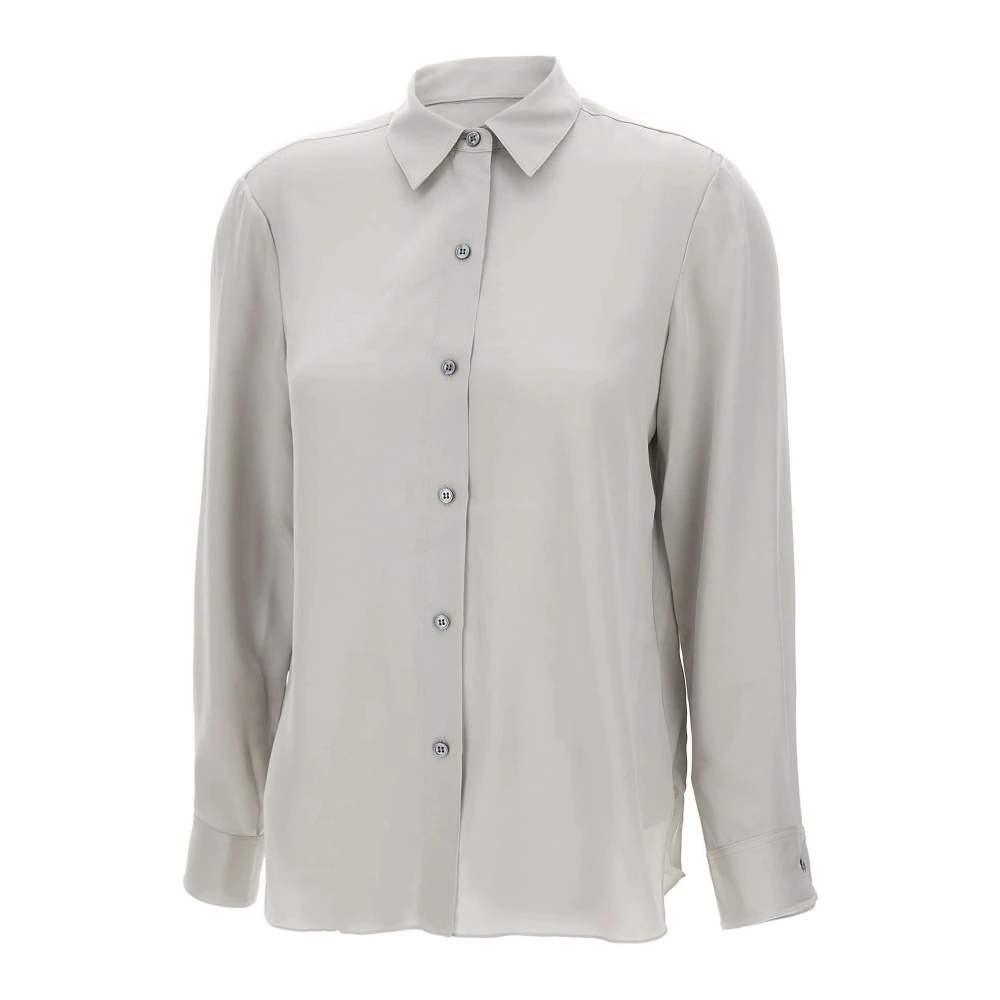 Theory Zijden overhemd in parelgrijs Gray Dames