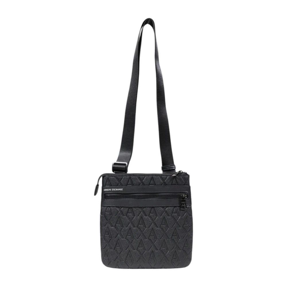 Armani Exchange Men's Black Crossbody Bag Embossed Logo Style