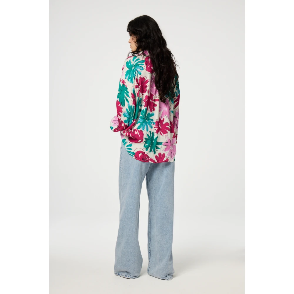 Fabienne Chapot Groen Roze Bloemen Oversized Blouse Multicolor Dames