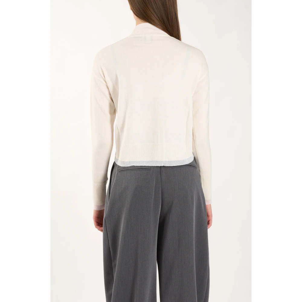 pinko Kasjmiermix gebreide top met metallic detail White Dames