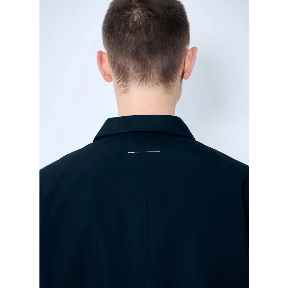 MM6 Maison Margiela Logo Print Trench Coat Black Heren