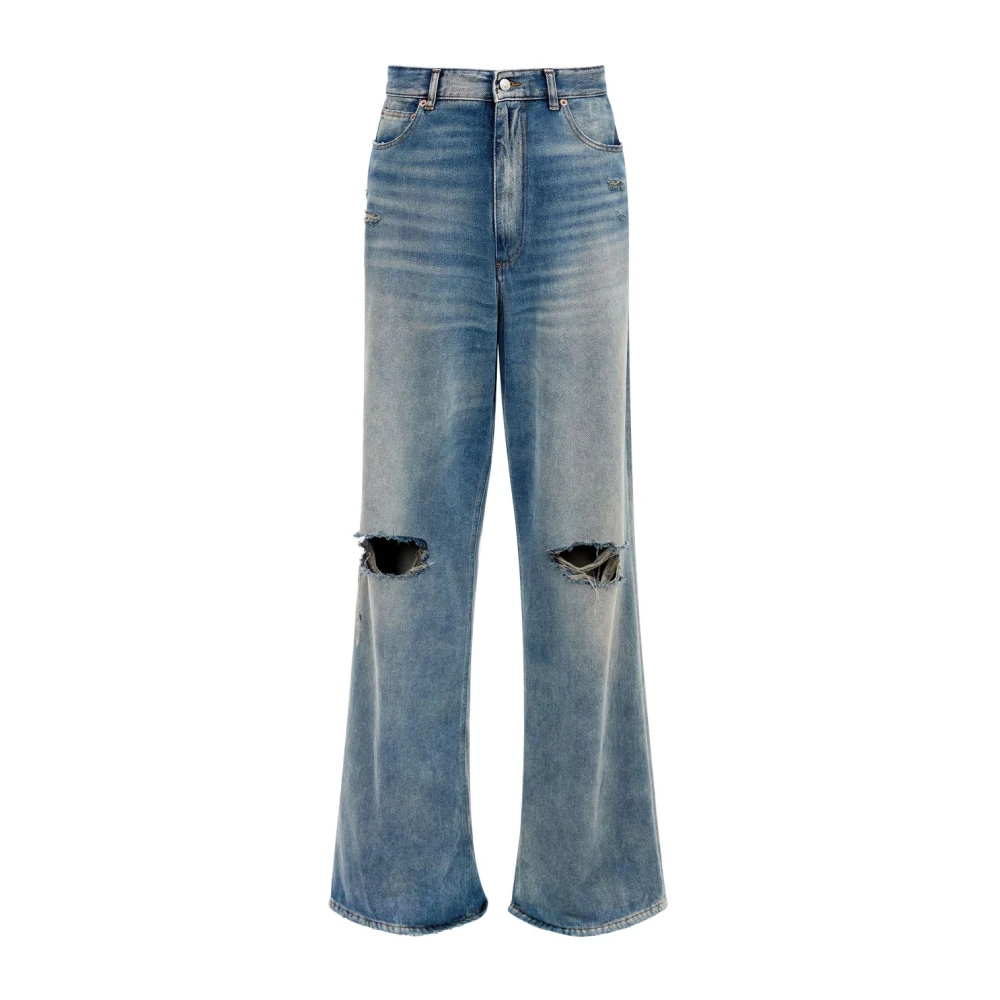 MM6 Maison Margiela Indigo Blauw Stonewashed Gescheurde Jeans Blue Heren