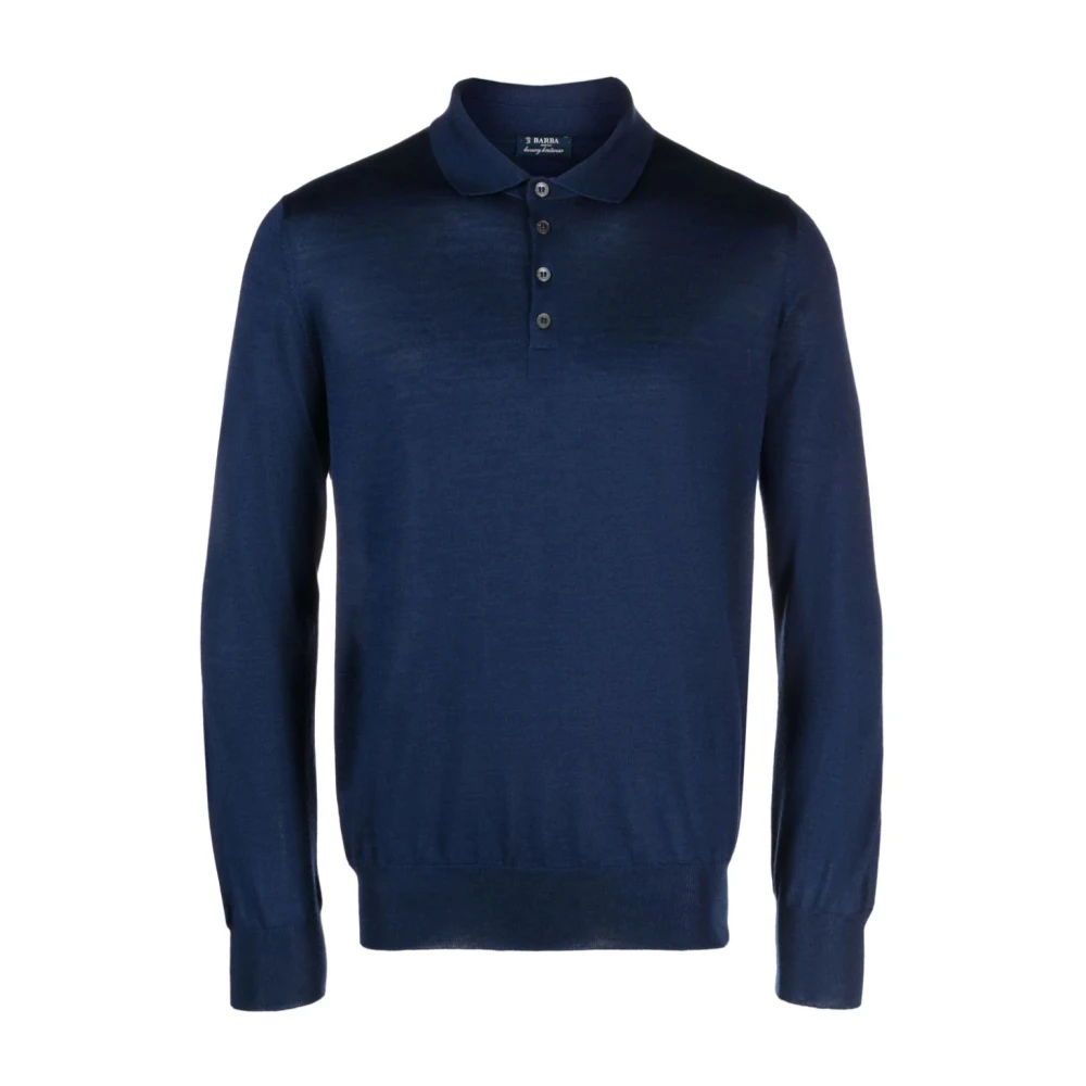 Barba Luxe Cashmere Zijden Polo Shirt Blue Heren