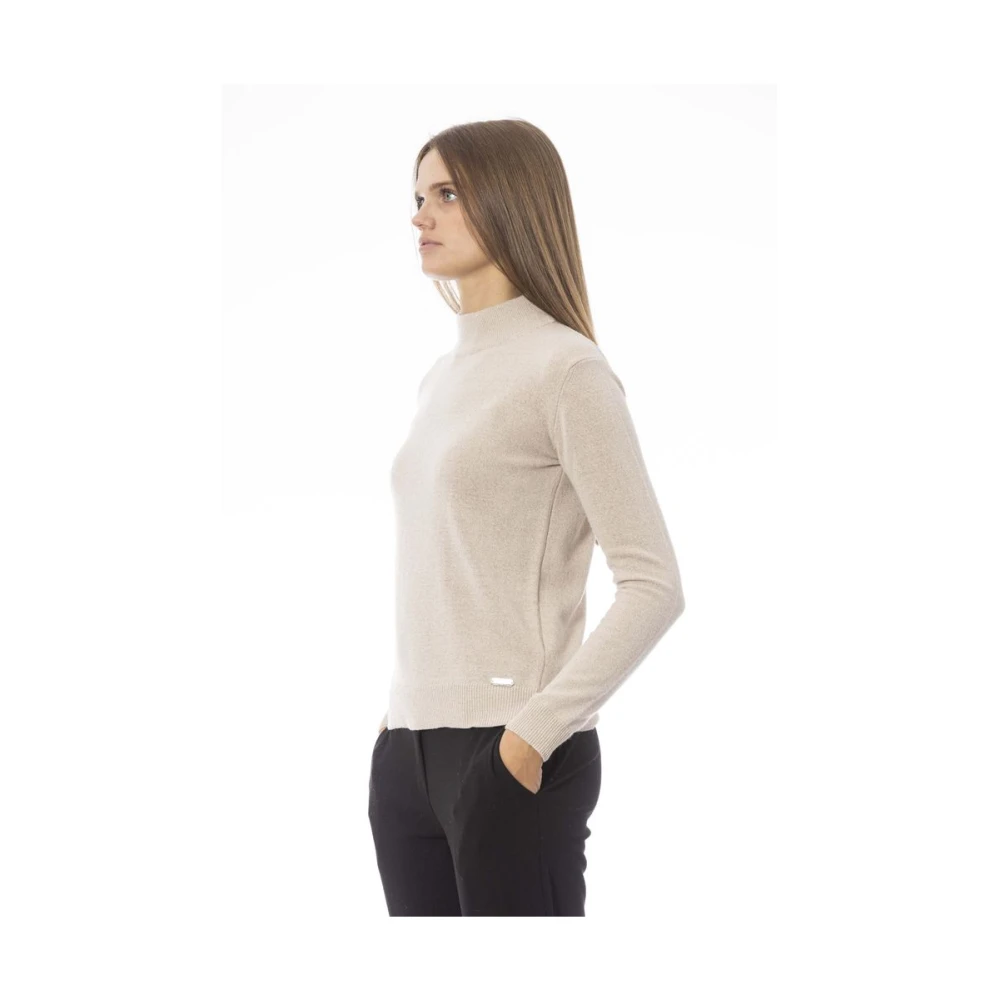 Baldinini Elegant Beige Cashmere Turtleneck Sweater Beige Dames