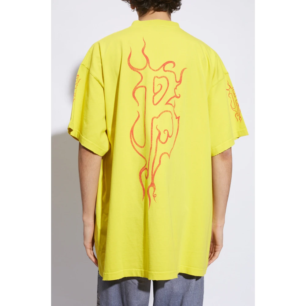 Balenciaga T-shirt met logo-print Yellow Heren