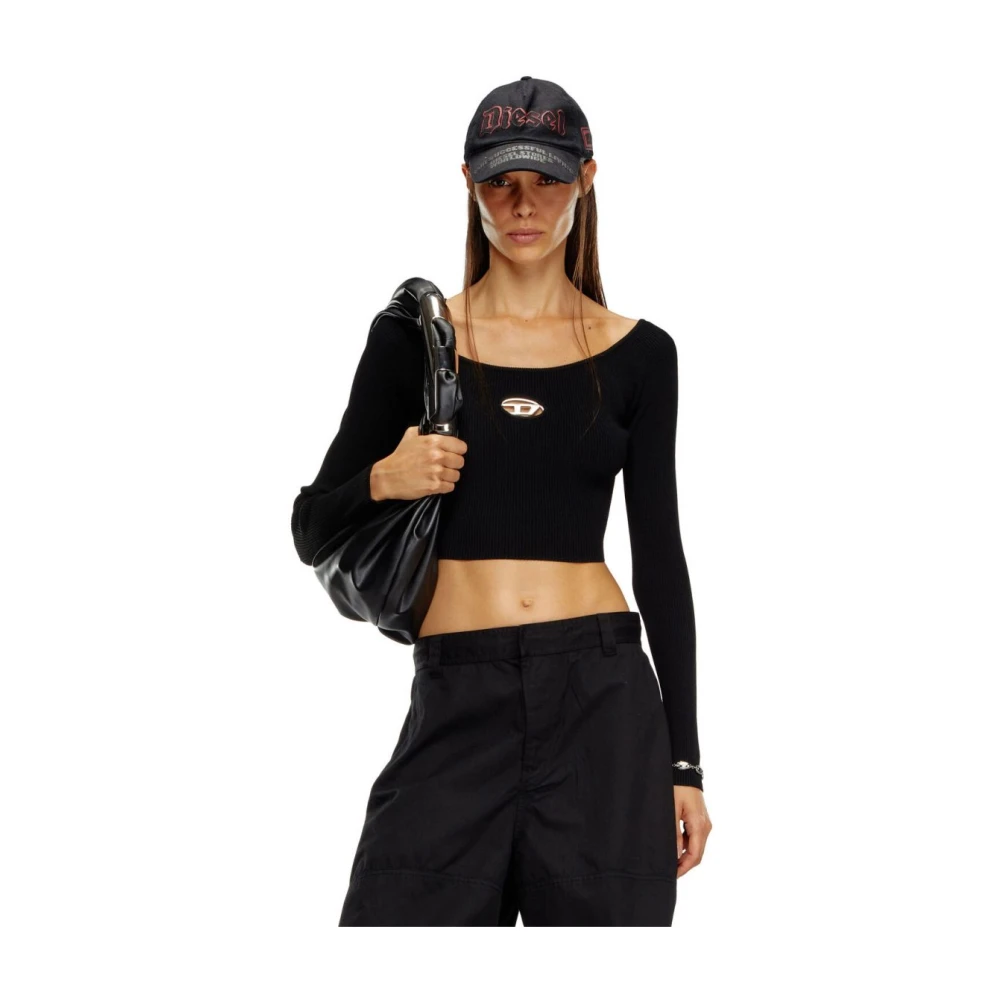 Diesel Kvinno Svart Toppar Dam, S, Polyester, Long Sleeve Tops