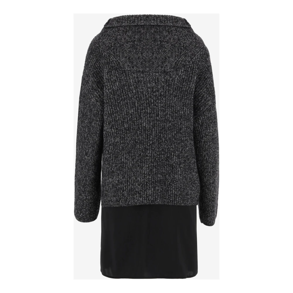 pinko Wollen blend truijurk met asymmetrische split Gray Dames