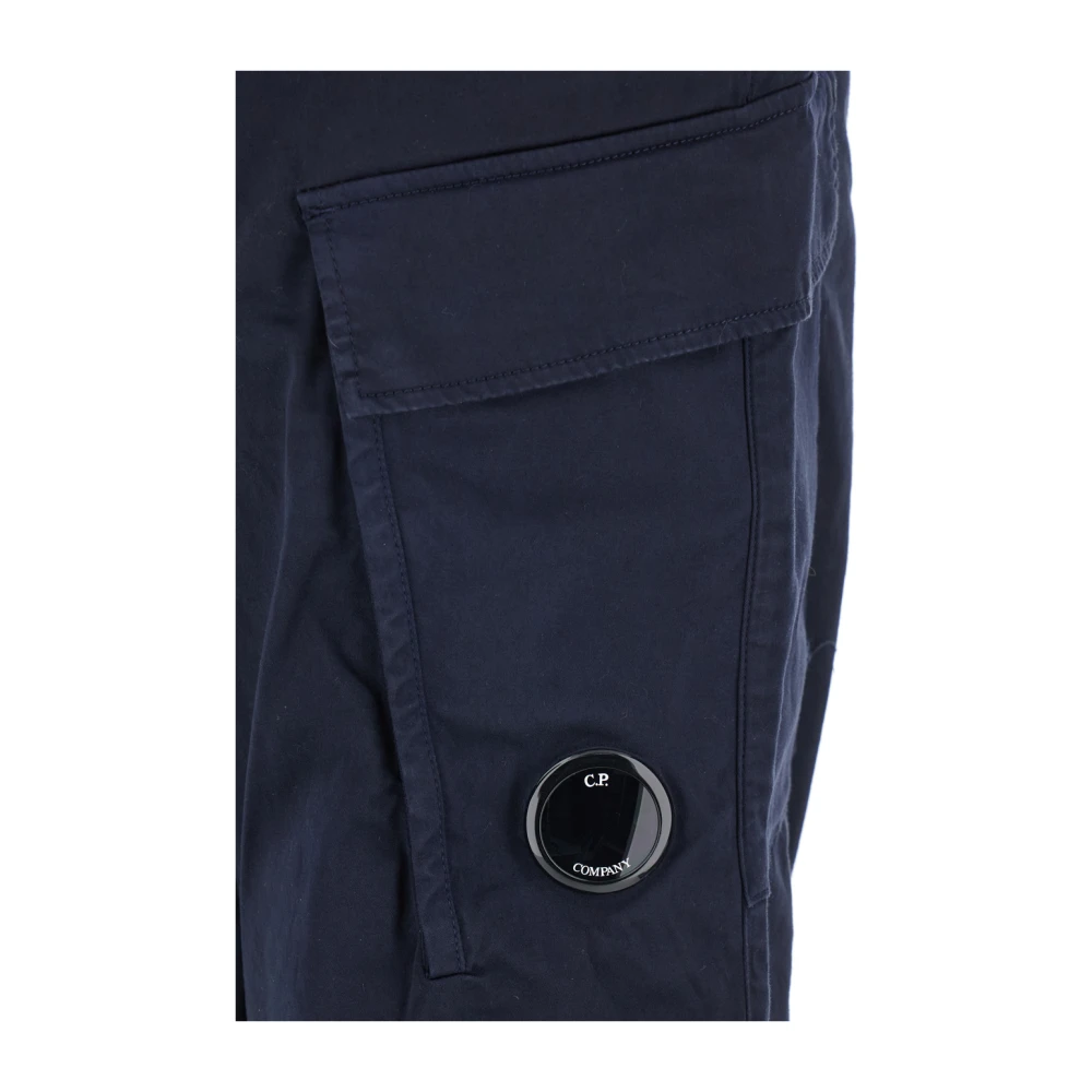 C.P. Company Blauwe Cargo Broek met Lens Motief Blue Heren