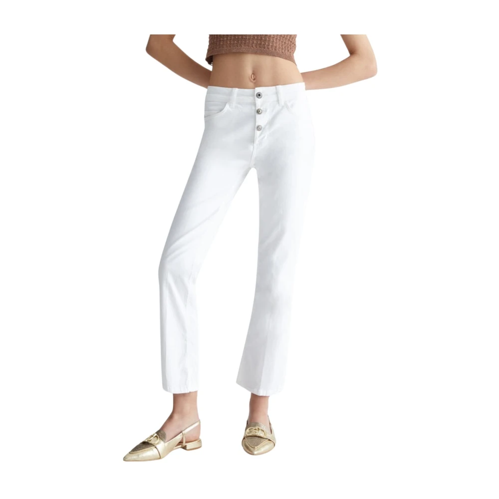 Liu Jo Witte Jeans met Zilveren Knopen White Dames